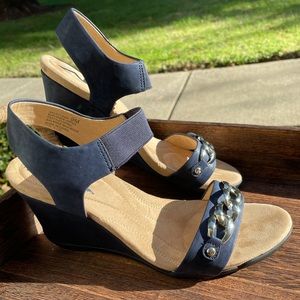 Blue Wedge sandal silver ANNE KLEIN women’s size 9